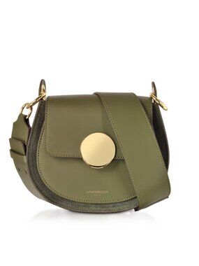 LeParmentier Yucca Suede and Leather Shoulder Bag- Green